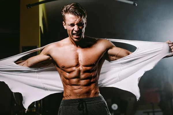 Powerfull Muscular man with six pack abs — Stok Foto