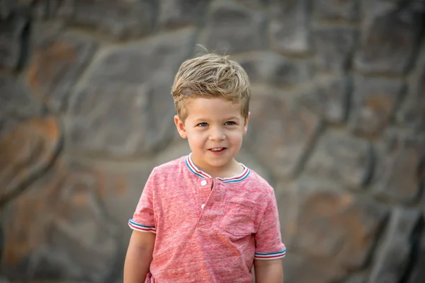 Basit Rock Duvar Arka Plan Ile Genç Boy Portresi — Stok fotoğraf