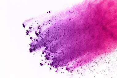 Toz patlaması beyaz arka plan üzerinde renkli. Renkli toz ayrı tut moduyla özgeçmişlerine patlayabilir. Boya Holi. Renkli bulut sıçrama.