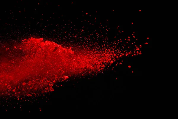 Explosión Polvo Rojo Sobre Fondo Negro Polvo Rojo Explosivo Sobre — Foto de Stock