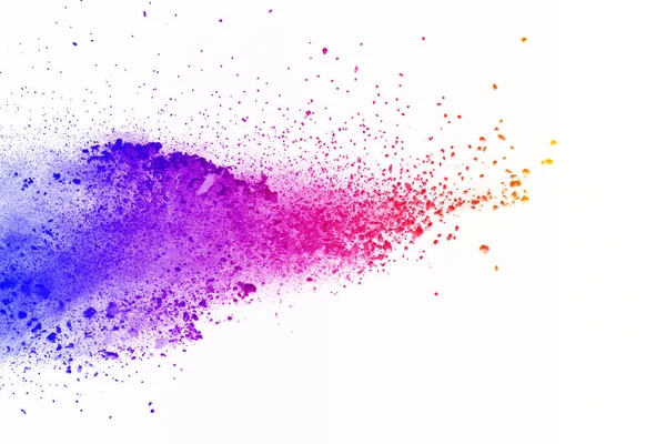 Kleurrijke Van Poeder Explosie Witte Achtergrond Kleurrijke Stof Exploderen Verf — Stockfoto