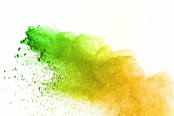 Sammanfattning Färgglada Pulver Mulat Isolera Vit Bakgrund Färgade Pulver Explosion — Stockfoto