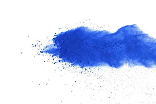 Esplosione Polvere Blu Sfondo Bianco Nuvola Colorata Colore Polvere — Foto Stock