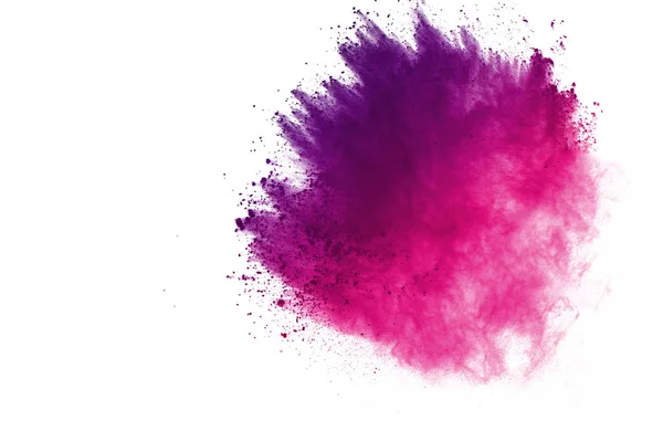 Soyut Beyaz arka plan üzerinde renkli toz patlaması. Çok renkli toz splatted izole et. Renkli bulut. Renkli toz patlayabilir. Boya Holi.