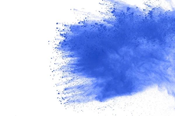 Esplosione Polvere Blu Sfondo Bianco Nuvola Colorata Colore Polvere — Foto Stock