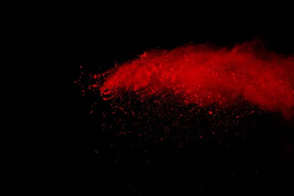Zusammenfassung Der Explosion Von Rotem Pulver Auf Schwarzem Hintergrund Rotes — Stockfoto