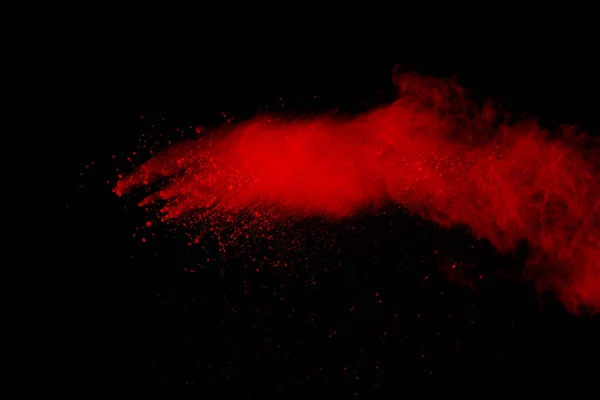 Resumen Explosión Polvo Rojo Sobre Fondo Negro Polvo Rojo Salpicado — Foto de Stock