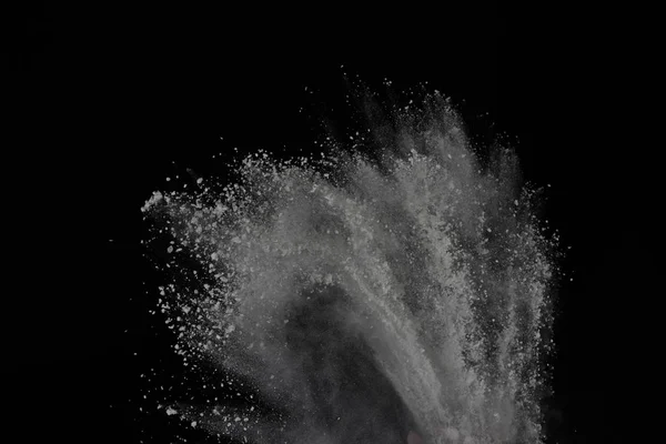 Λευκή Σκόνη Έκρηξη Απομονώνονται Μαύρο Φόντο Χρωματιστά Σκόνη Συντριφθούν — Φωτογραφία Αρχείου