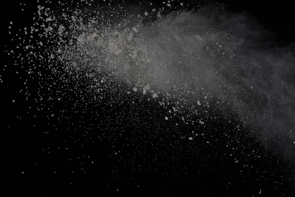 Siyah Arka Plan Üzerine Izole Beyaz Toz Patlama Renkli Toz — Stok fotoğraf