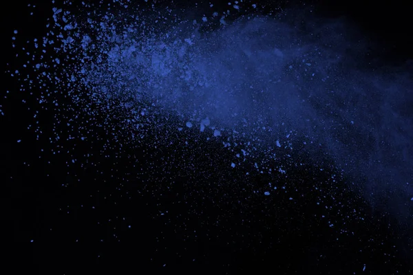 Blue Powder Explosion Black Background Colored Cloud Color Dust Explode — Stock Photo, Image