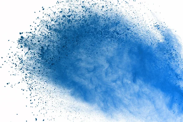 Explosión Polvo Azul Sobre Fondo Blanco Nube Colores Polvo Color — Foto de Stock