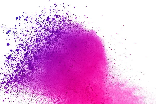 Beyaz arka plan üzerinde renkli toz patlama. Çok renkli toz splatted izole et. Renkli bulut. Renkli toz patlayabilir. Boya Holi.
