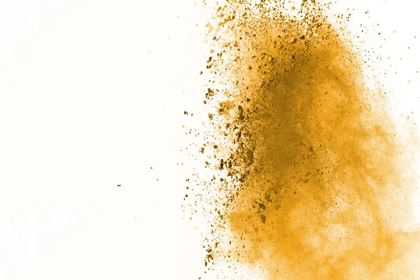 白い背景に分離された黄色粉塵爆発 — ストック写真