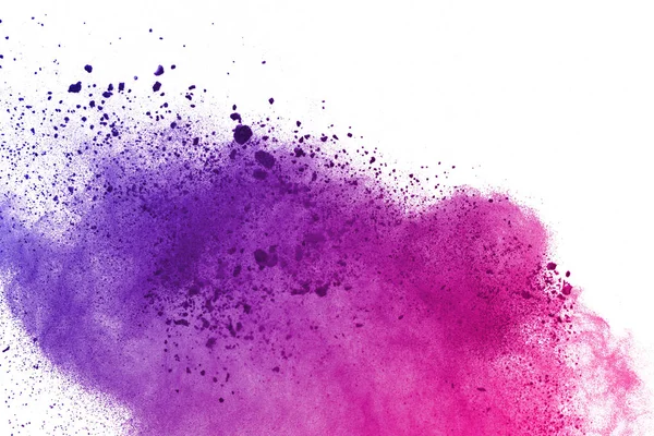 Beyaz arka plan üzerinde renkli toz patlama. Çok renkli toz splatted izole et. Renkli bulut. Renkli toz patlayabilir. Boya Holi.