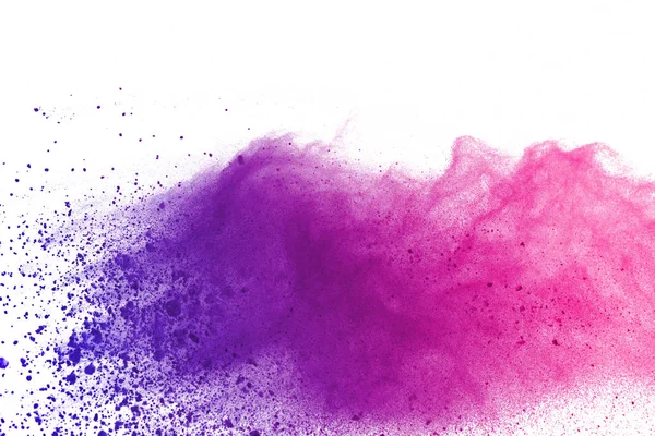Gekleurde Poeder Explosie Witte Achtergrond Multicolor Poeder Splatted Isoleren Kleurrijke — Stockfoto