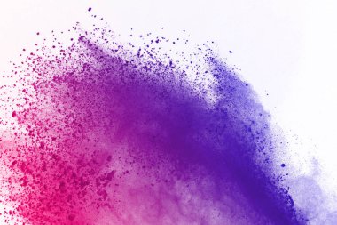 Beyaz arka plan üzerinde renkli toz patlama. Çok renkli toz splatted izole et. Renkli bulut. Renkli toz patlayabilir. Boya Holi.