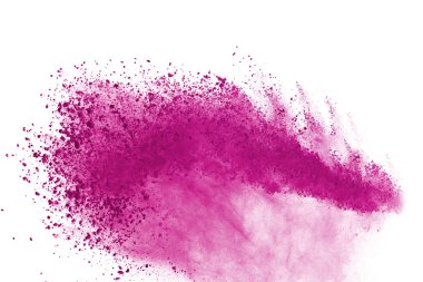 Beyaz arka plan üzerinde renkli toz patlama. Çok renkli toz splatted izole et. Renkli bulut. Renkli toz patlayabilir. Boya Holi.
