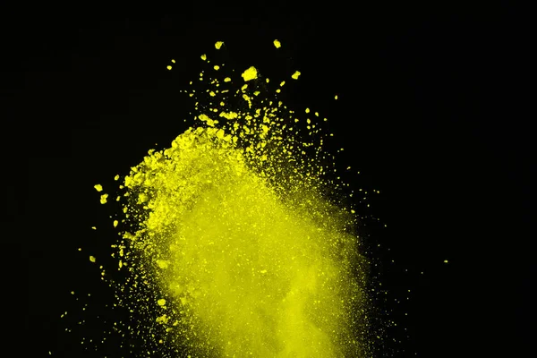 Resumo Explosão Amarelo Sobre Fundo Preto Amarelo Espalhado Isolado Nuvem — Fotografia de Stock