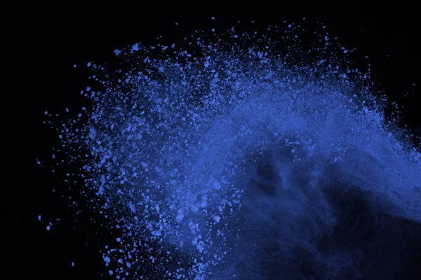 Explosión Polvo Azul Sobre Fondo Negro Nube Colores Polvo Color — Foto de Stock