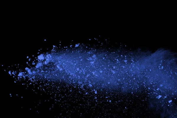Blue Powder Explosion Black Background Colored Cloud Color Dust Explode — Stock Photo, Image