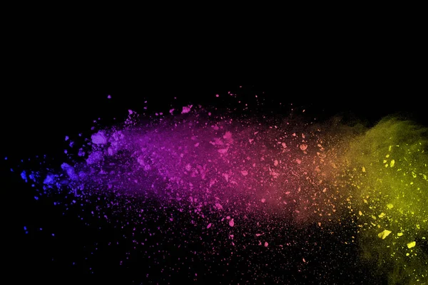 Freeze Motion Colored Powder Explosion Isolated Black Background Abstract Colorful — Stock Photo, Image