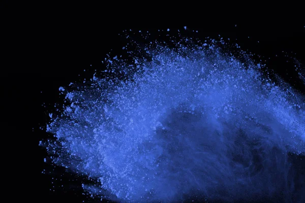 Explosión Polvo Azul Sobre Fondo Negro Nube Colores Polvo Color — Foto de Stock