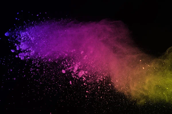 Freeze Motion Colored Powder Explosion Isolated Black Background Abstract Colorful — Stock Photo, Image