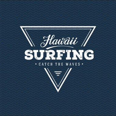 Vektör Illustration sörf ve sörf Hawaii temalı. Vintage tasarım. Tipografi, t-shirt grafik, baskı, poster, afiş, el ilanı, posta kartı