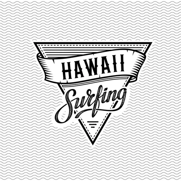 Hawaii surfen zwart-wit. Vectorillustratie — Stockvector