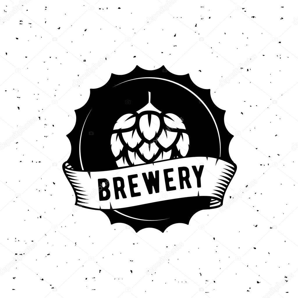 Craft Beer emblem. Craft beer bottle cap with hop. Vector illustration