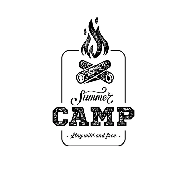 Camp summer grunge Black and White. Vector illustration — Stock Vector