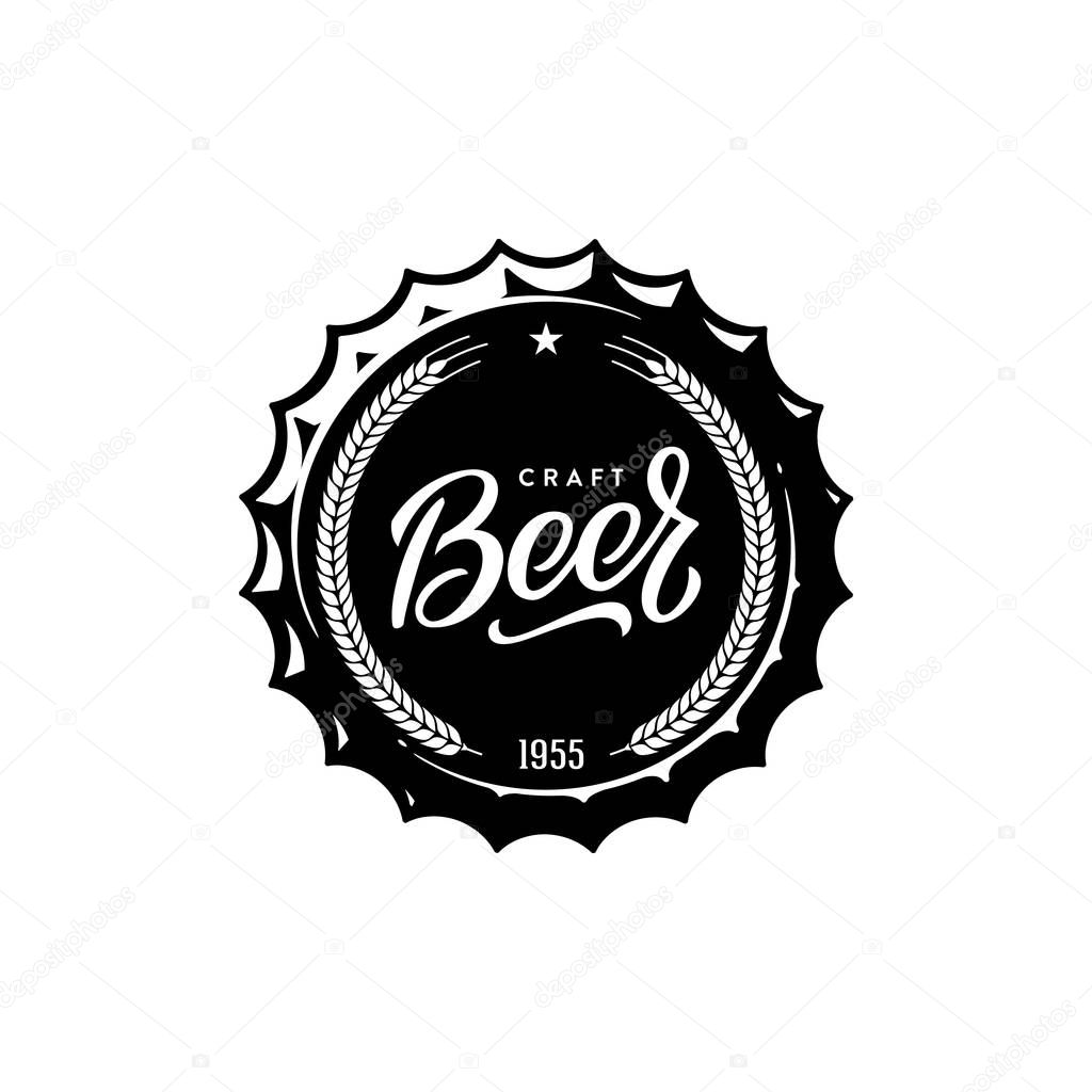 Beer Cap White. For Pub, Bar. Vector Illustration.