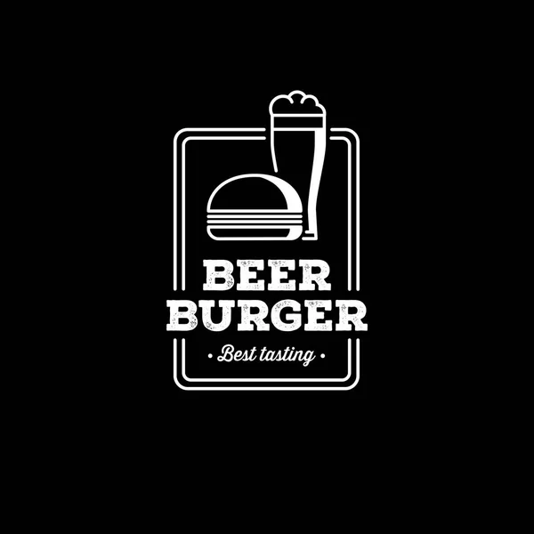 Pivo a hamburger obrysu obdélníku černá. Vektorové ilustrace — Stockový vektor