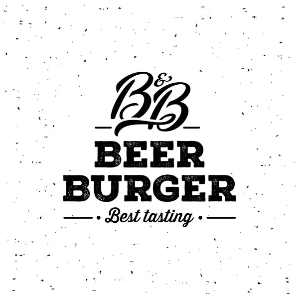 Pivo a hamburger Grunge bílá. Vektorové ilustrace — Stockový vektor