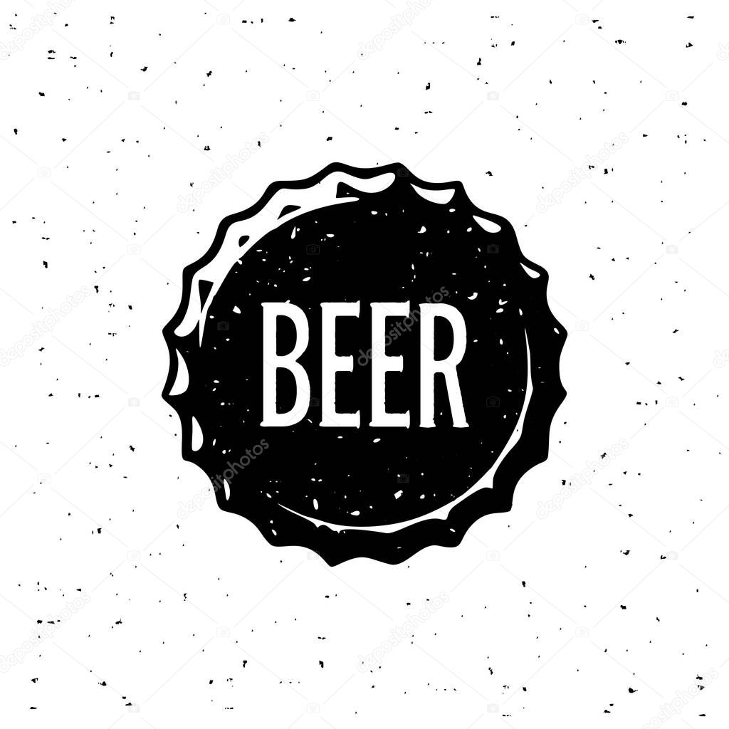 Beer Cap White Grunge Style. Vector illustration