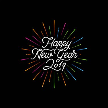 Mutlu yeni yıl yıldız patlaması tam renkli. Vektör çizim.