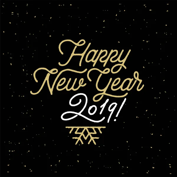 Feliz Año Nuevo 2019 Letras Negro Blanco Vector Ilustración — Vector de stock