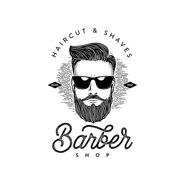 Barber shop baard man wit Vector Illustratie — Stockvector