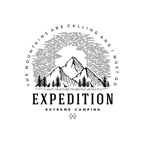 Expedición extrema camping círculo blanco Vector ilustración — Archivo Imágenes Vectoriales