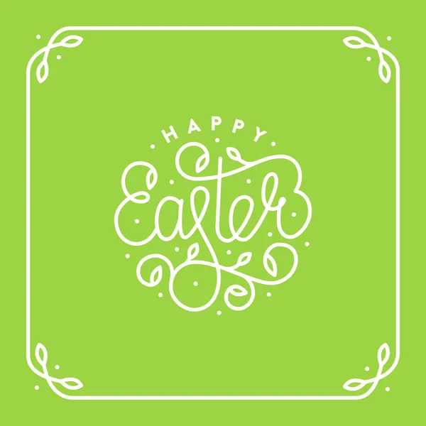 Felices letras marco de Pascua blanco verde — Vector de stock
