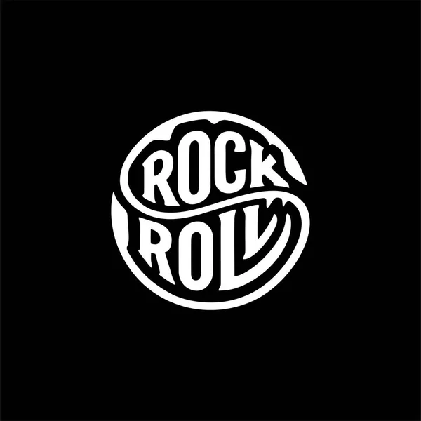 Rock and Roll cerchio lettering nero illustrazione vettoriale — Vettoriale Stock