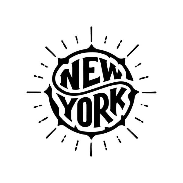 Lettrage New York cercle avec des rayons Illustration vectorielle — Image vectorielle