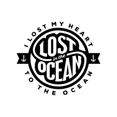 Kalbimi Kaybettim Okyanus Vektörü illüstrasyonu