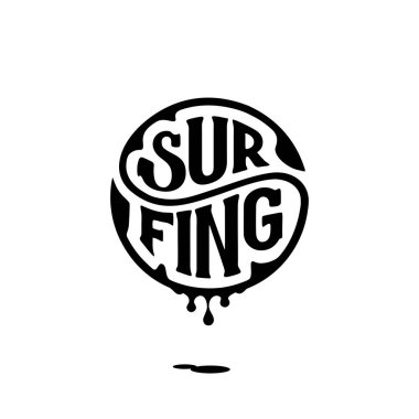 Mürekkep beyaz Vektör illüstrasyon ile sörf daire yazı