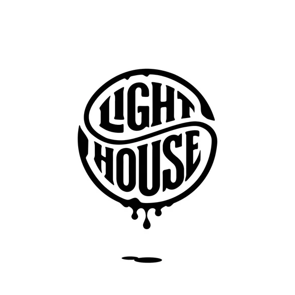 Lighthouse circle lettering con inchiostro bianco Illustrazione vettoriale — Vettoriale Stock