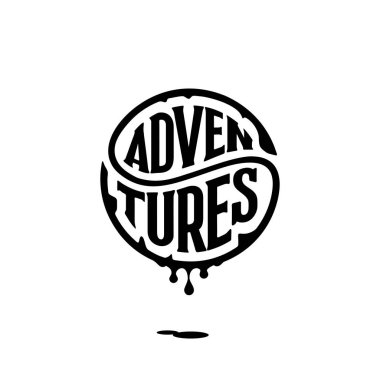 Macera daire yazı mürekkep beyaz Vektör illüstrasyon.