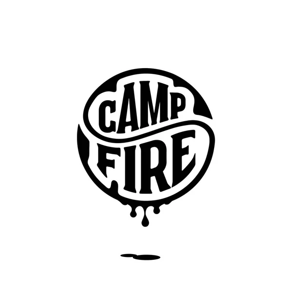 Campfire circle lettering ink white Vector illustration. — Stock Vector