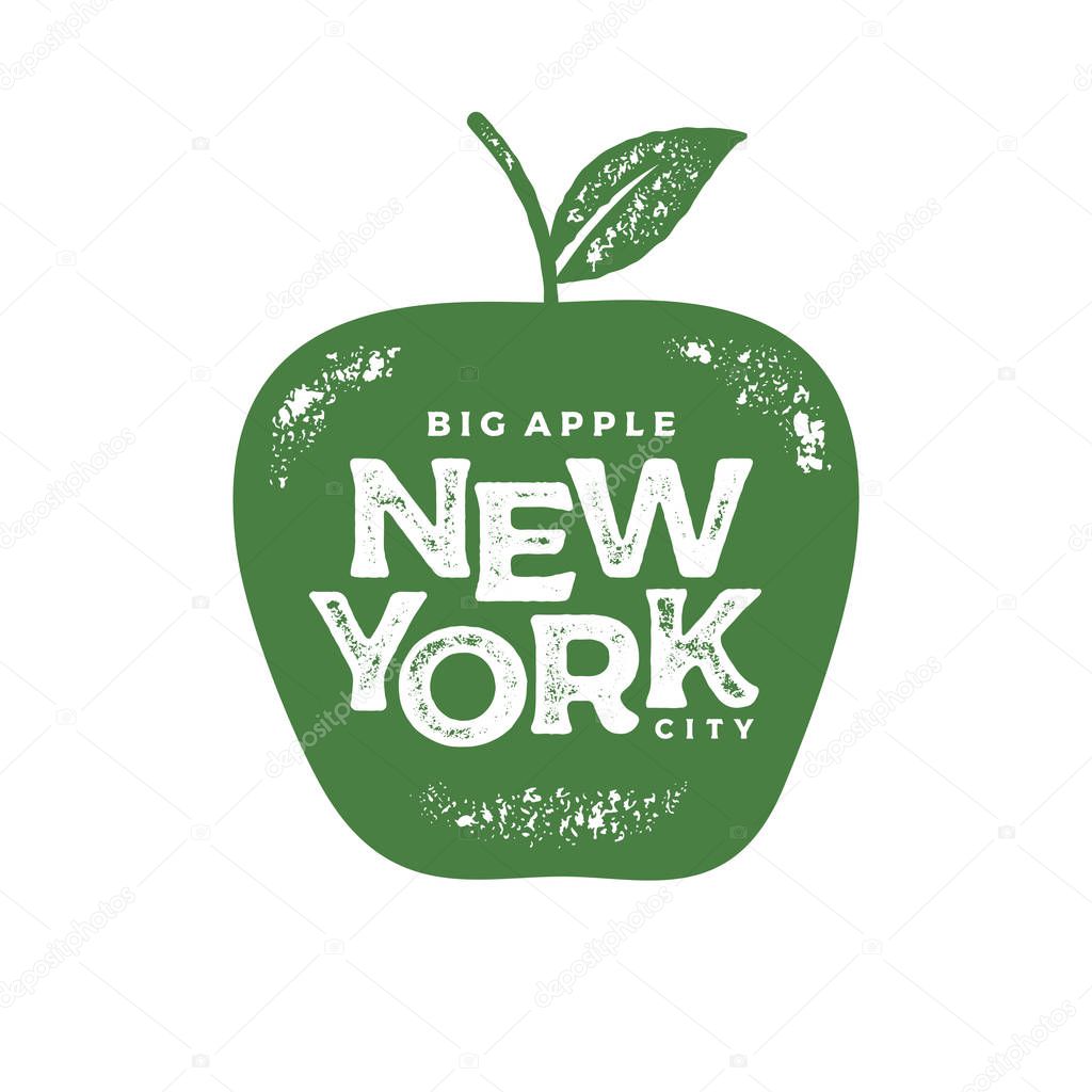 New York big apple print green Vector illustration