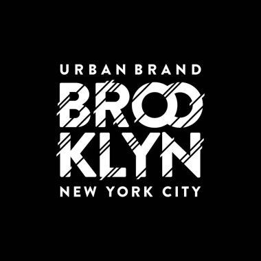 Siyah Vektör illüstrasyon Brooklyn giyim baskı