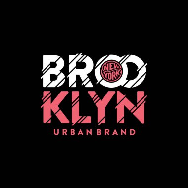 Brooklyn giyim baskı siyah pembe Nyc Vector illüstrasyon